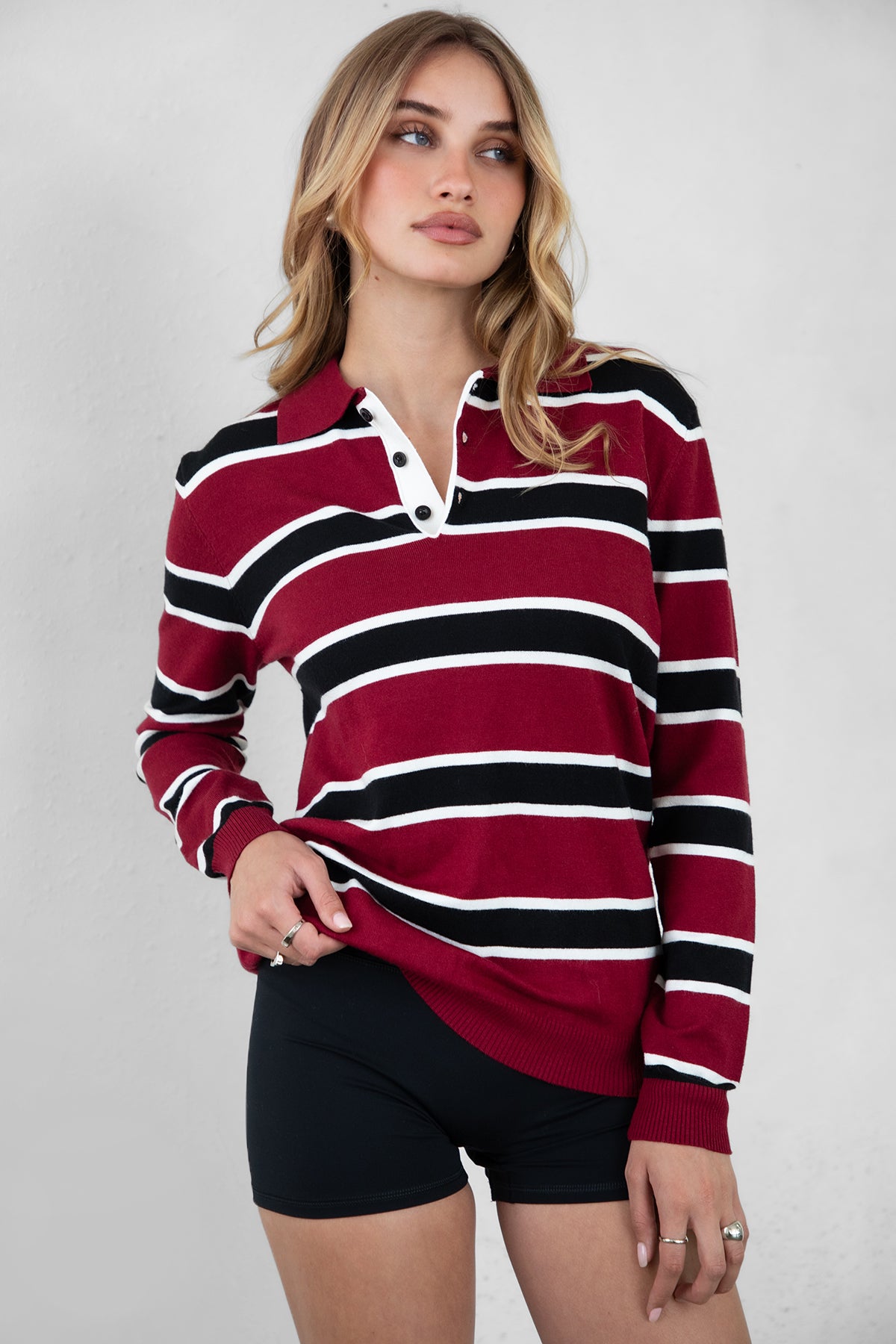 TIC TOC RHODES Striped Polo T-Shirt